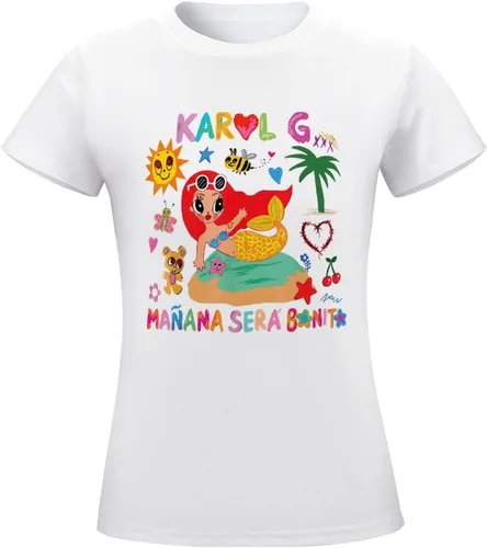 Vista 4 de Karols G Shirt Mananas seras Bonitos Camiseta para Mujer
