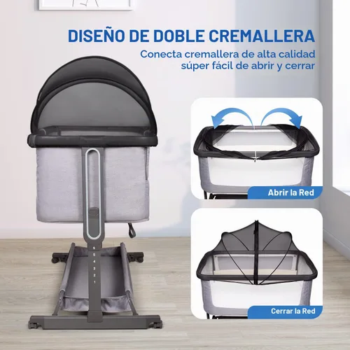 Vista 3 de Beberoad Love Cubierta de mosquitero para cuna - Dosel de malla transpirable con cremallera de 2 vías para cunas de bebé, cunas junto a la cama