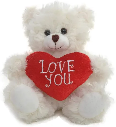 Vista 8 de Plushland Oso de Peluche Mocha Corazón - Sé Mío - Oso de Peluche para Niños y Adultos - Almohada de Corazón Bordado - Marrón - 6 pulgadas
