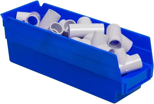 Vista 9 de Caja de anidado tipo estante contenedor Akro-Mils 30120 de 12’’ x 4’’ x 4’’, de plástico transparente, 24 unidades Azul