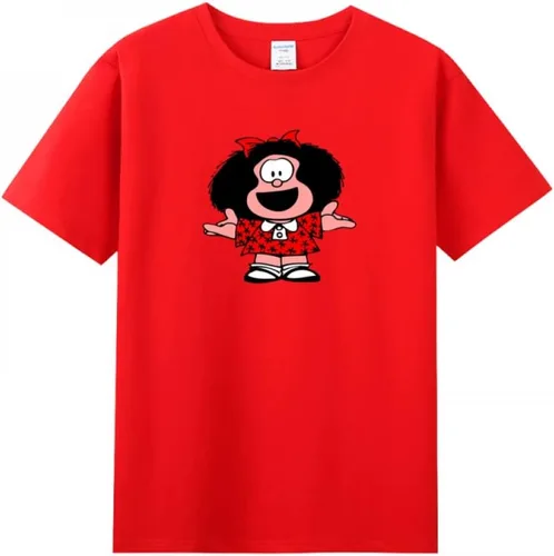 Vista 5 de Mafalda Happy - Camiseta de manga corta para mujer adulta Negro