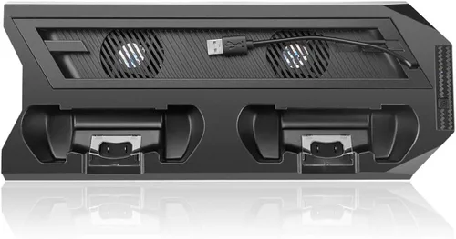 Vista 5 de ICESPRING OBVIS - Estación de refrigeración vertical para PS4 ProSlim 2 en 1 con puertos de carga dobles y concentrador USB
