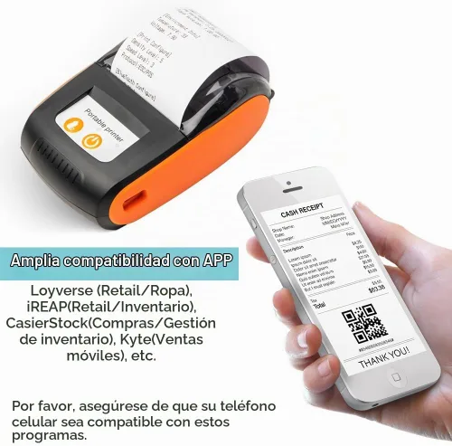 Vista 5 de Impresora portátil de recibos, 2.283 in Mini BT Impresora térmica USB Impresora Móvil, Compatible con Android para Sistema para Restaurantes