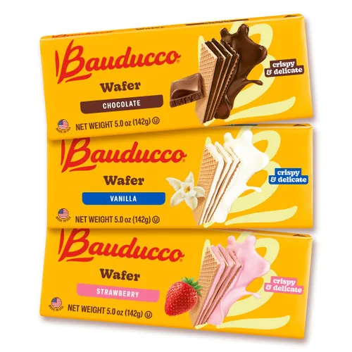 Vista 10 de Bauducco Galletas de oblea, chocolate y avellana, porción individual, 14.1 onzas (paquete de 10), obleas crujientes envueltas individualmente