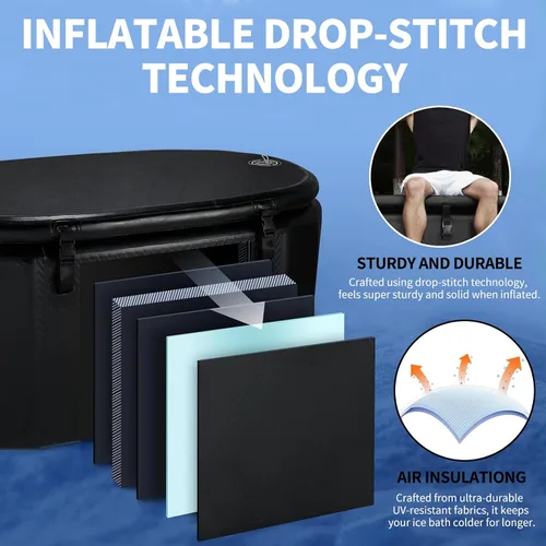 Vista 4 de 216 - Tina inflable de inmersión fría con tapa aislada, bañera de hielo para atletas, compatible con enfriador de baño de hielo portátil