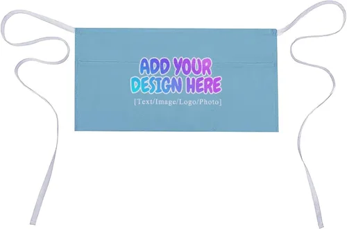 Vista 150 de AXKEUDO Delantal personalizado con bolsillos, delantales de cintura para camarera para cocinar en casa, restaurante, servir trabajo