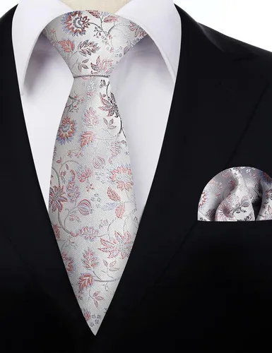 Vista 148 de Alizeal Mens 3.15inches Leaf Flower Pattern Tie with Floral Pocket Square Set