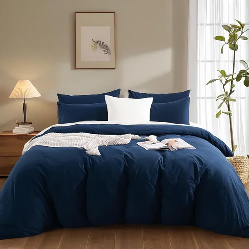Vista 50 de NEXHOME PRO Funda de edredón Twin XL 100% algodón lavado, transpirable, duradera, texturizada, similar al lino, juego de ropa de cama para el hogar