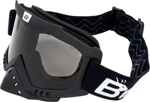 Vista 8 de Birdz Gafas Toucan para motocicleta, ATV, UTV, motocross, esquí, gafas acolchadas con protector de nariz desmontable, marco negro Claro