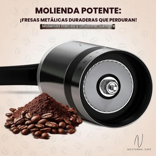 Vista 3 de Molinillo de café manual – Molinillo manual de grano de café con manivela, 6 ajustes de molienda para expreso, prensa francesa y vertido – Molinillo
