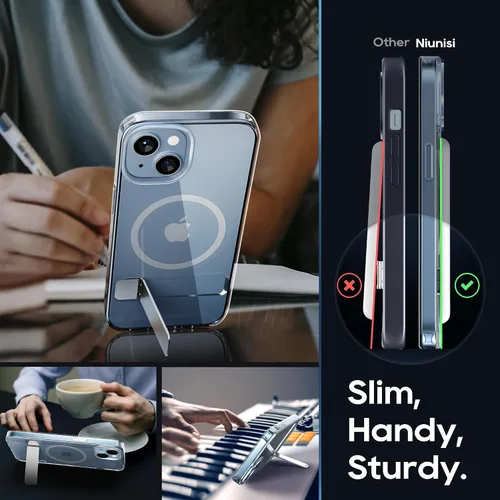 Vista 5 de Funda magnética para iPhone 14 de 6.1 pulgadas (2022), soporte delgado con protector de pantalla compatible con Magsafe a prueba de golpes