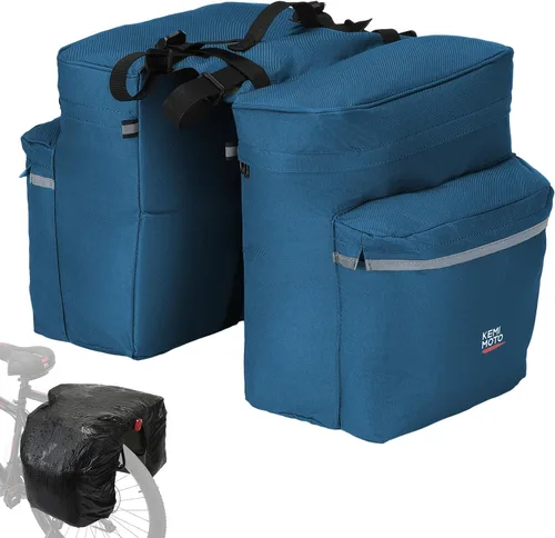 Vista 11 de KEMIMOTO - Bolsa para bicicleta alforja con cubierta anti-lluvia, bolsa de sillín de bicicleta impermeable de 34L para almacenamiento de bolsas