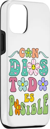 Vista 3 de Funda para iPhone 15 Con Dios Todo es Posible Camisa Cristiana Española para Mujer