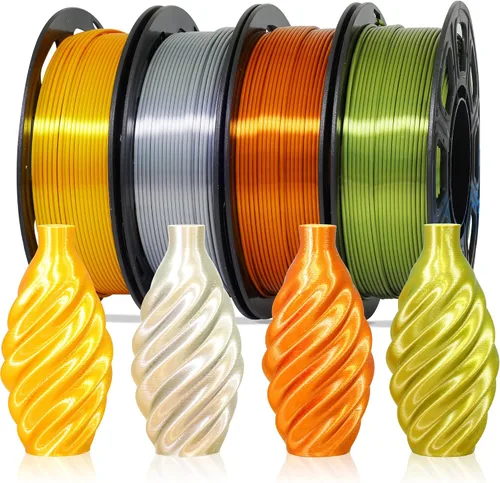 Vista 16 de MIKA3D Paquete de 6 carretes de 2 hilos de seda para impresora 3D de ácido poliláctico (PLA), cambio de color negro sedoso a