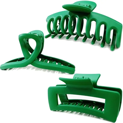 Vista 18 de Pinzas grandes para el cabello grueso, fino y fino, dientes de sujeción fuerte, pinzas de mandíbula granate entrelazadas para mujeres, juego de 3