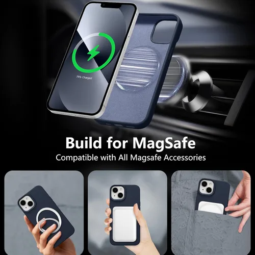 Vista 194 de Funda magnética de silicona para iPhone 13 Pro, color blanco antiguo [Compatible con Magsafe] [Forro de microfibra suave antiarañazos], funda