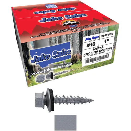 Vista 195 de Tornillos para techos de metal gris ABC 10 x 1 - Cabezal hexagonal - Arandela EPDM - Arandela de arranque automático/roscado - 1 bolsa - 250