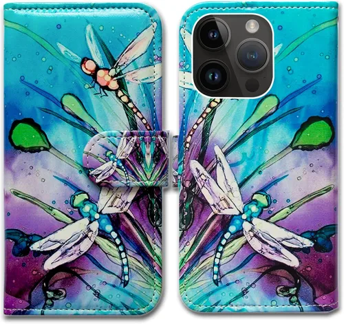 Vista 22 de Bcov Funda para iPhone 15 Pro Max, funda de piel con tapa y soporte para tarjeta y soporte para iPhone 15 Pro Max