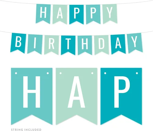 Vista 11 de Andaz Press Banderín colgante para decoración de fiesta, aguamarina, espuma de mar, verde menta, azul marino, feliz cumpleaños, paquete de 1