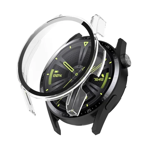 Vista 11 de AISPORTS Paquete de 2 fundas protectoras compatibles con Huawei Watch GT 3 de 1.811 in, carcasa rígida de policarbonato HD, película de vidrio negro