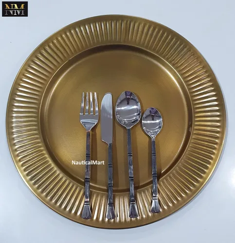 Vista 3 de Nautical-Mart Juego de cubiertos de acero inoxidable de 5 piezas, incluye 2 cucharas, tenedor, cuchillo para el hogar y restaurante, apto