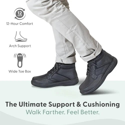 Vista 2 de Orthofeet Innovadoras botas ortopédicas para hombres, ideales para fascitis plantar, alivio del dolor de pies y talón. Pantuflas de soporte de arco