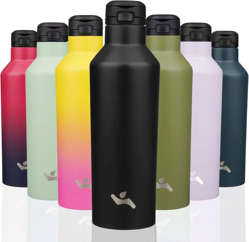 Vista 28 de Konokyo - Botella de agua aislada con popote, 25 onzas, doble pared de acero inoxidable al vacío con 2 tapas, cielo