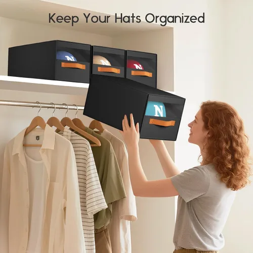 Vista 7 de Homsorout Organizador de sombreros para gorras de béisbol, paquete de 3 cajas de almacenamiento extraíbles con ventana transparente, soporte