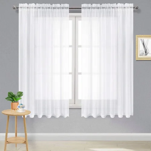 Vista 54 de DWCN Cortinas Transparentes Aqua de Voile Semitransparente con Bolsillo para Barra para Dormitorio y Sala de Estar, 36 x 36 pulgadas de Largo, Juego