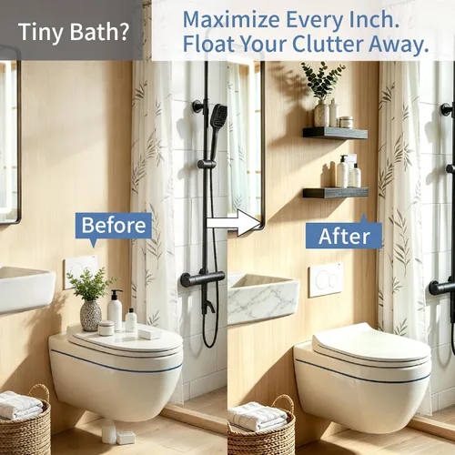 Vista 7 de Estantes flotantes de baño para pared, estantes de baño sobre el inodoro, estantes de pared y estante para libros, estante colgante, estantes