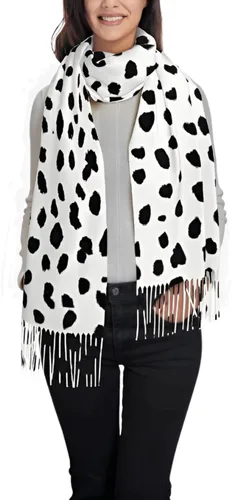 Vista 4 de Bufandas de moda para mujer, estampado dálmata, cómodo chal largo, suave y grueso cálido bufanda de invierno