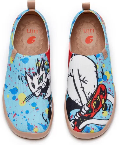 Vista 35 de UIN Mocasines casuales para mujer, de viaje, pintados, para caminar, ligeros, cómodos, de lona, tenis de moda