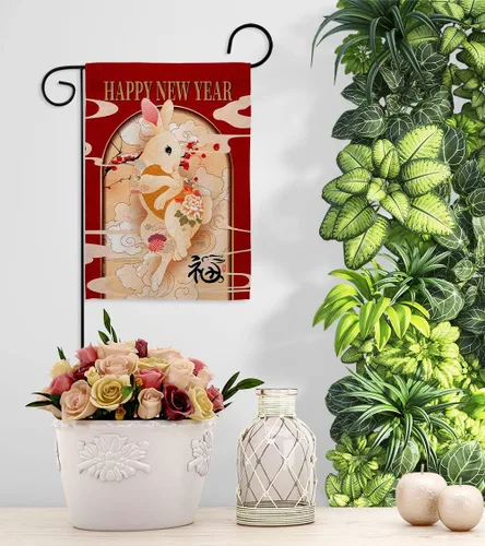 Vista 64 de Breeze Decor Cartel de la fortuna de conejo para el hogar, arte de pared para habitación, patio, porche, césped, jardín, tapiz al aire libre
