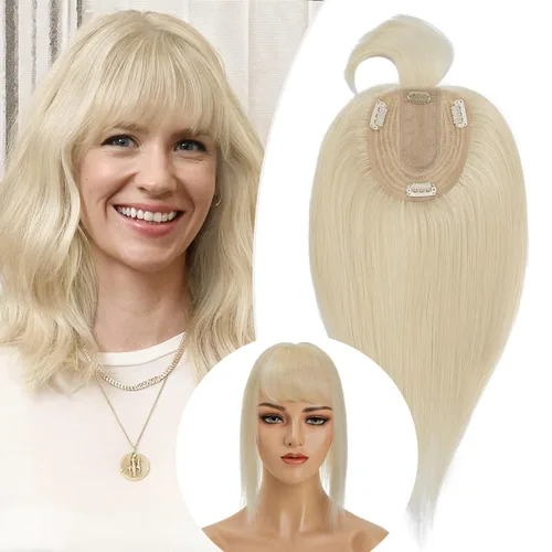 Vista 95 de Rich Choices Pelucas con topper de cabello para mujeres, cabello humano real 100% Remy, sin flequillo, para mujeres con adelgazamiento en la parte