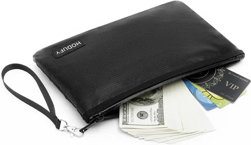 Vista 6 de Bolsa de dinero ignífuga (2000℉), bolsas de documentos ignífugas, bolsa de efectivo bancario con cremallera y correa, adecuada para documentos A5