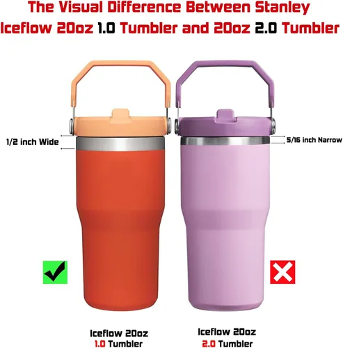 Vista 3 de ALINK - Paquete de 6 popotes de acero inoxidable compatibles con el vaso Stanley Iceflow de 20 onzas con tapa abatible, popotes metálicos