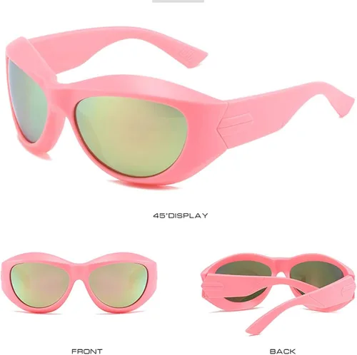 Vista 5 de GIFIORE Gafas de sol envolventes para mujeres y hombres, moda Y2k de gran tamaño, ovaladas de moda