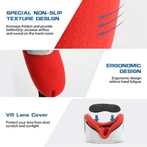 Vista 4 de VR AccessoeriesTouch Contrller Grips Cover Compatible with Oculus Quest 2with 1Pcs VR Silicone Face PadLens Protection CoverThumbstick