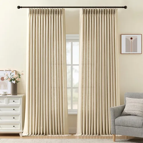 Vista 20 de Cortinas plisadas de lino semitransparentes de 96 pulgadas, filtrado de luz Natural