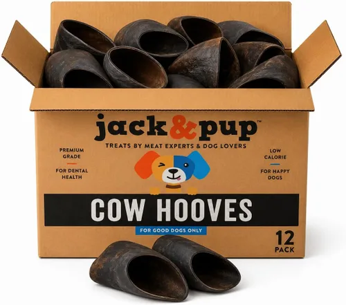 Vista 9 de Jack&Pup Boquillas de vaca rellenas para perros, pezuñas de vaca para perros, masticables naturales para perros, huesos rellenos