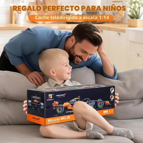 Vista 3 de MIEBELY Auténtico auto de control remoto McLaren F1 con licencia 1/14 – Serie de autos RC de la colección Fórmula 1 para niños y adultos