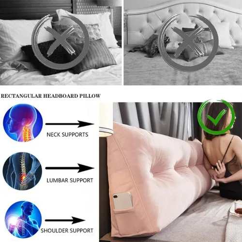 Vista 3 de Almohada de lectura suave para reposo en cama, cojín grande para cabecero, respaldo triangular, almohada de cuña para cuello y soporte lumbar