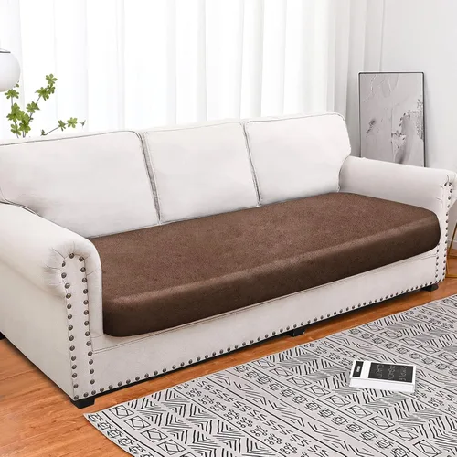Vista 3 de Fundas de cojín tipo cuero para sofá, juego de fundas protectoras de muebles para sillón seccional, sofá biplaza de tela de elastano elástica