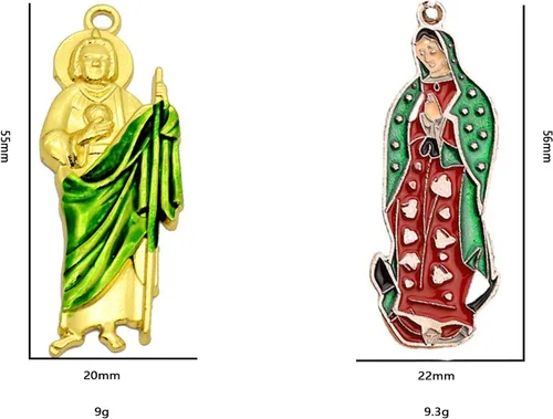 Vista 2 de 20 dijes de Virgen María San Judas para pulseras, cuentas de Virgencita Virgen De Guadalupe, joyería mexicana, colgante de rosario