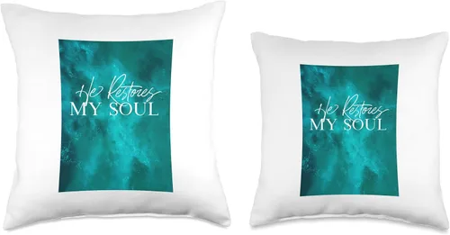 Vista 3 de Words of Light He Restores My Soul - Almohada (16 x 16 pulgadas), multicolor