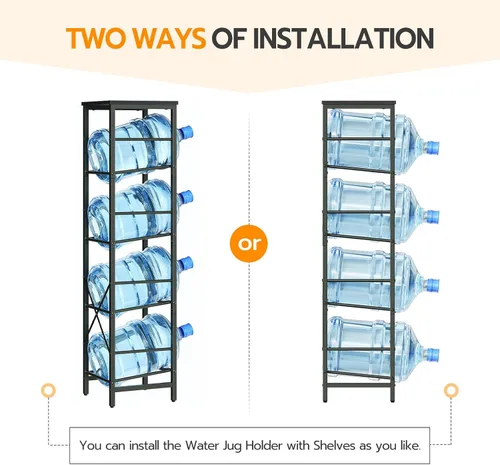 Vista 3 de HOOBRO Soporte para garrafones de agua, soporte para botellas de agua, estante para garrafones de agua de 5 galones, estante de almacenamiento