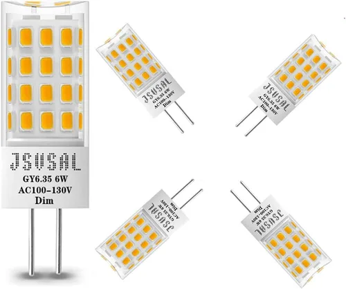 Vista 11 de Bombilla LED GY6.35 regulable, T4 JC tipo GY6.35/G6.35 base bi-pin, AC/DC 12V blanco cálido 2700K, 6W equivalente a 50-65W G6.35/GY6.35
