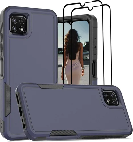 Vista 157 de Jeylly Compatible con Samsung Galaxy A22 5G Funda, Funda Samsung A22 5G con 2pcs protectores de pantalla de vidrio templado