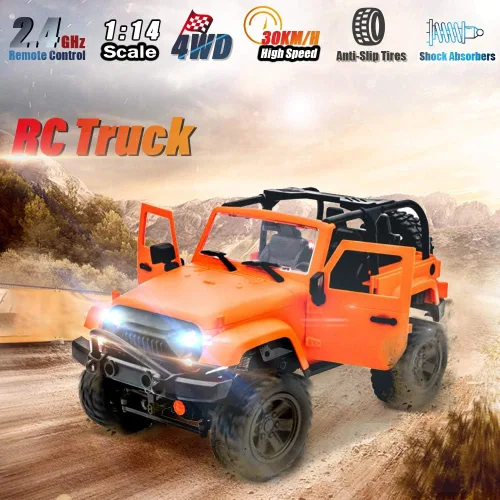Vista 2 de GoolRC F2 1/14 escala 2.4GHz auto a control remoto, 4WD 18.6mph velocidad alta de carreras, todo terrenos fuera de carretera RC vehículo monstruo