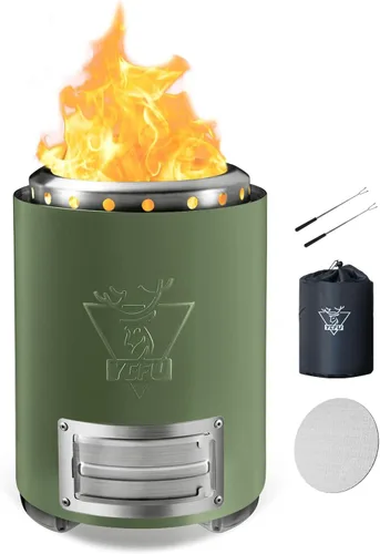 Vista 8 de YEFU Hoguera de mesa portátil: estufa de bajo humo para exteriores y patio, fogata de mesa de combustión segura alimentada por pellets y madera